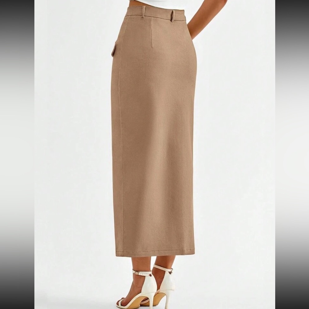 Essnce Women's Solid Color High Slit Elegant Skirt - Picture 2 of 4